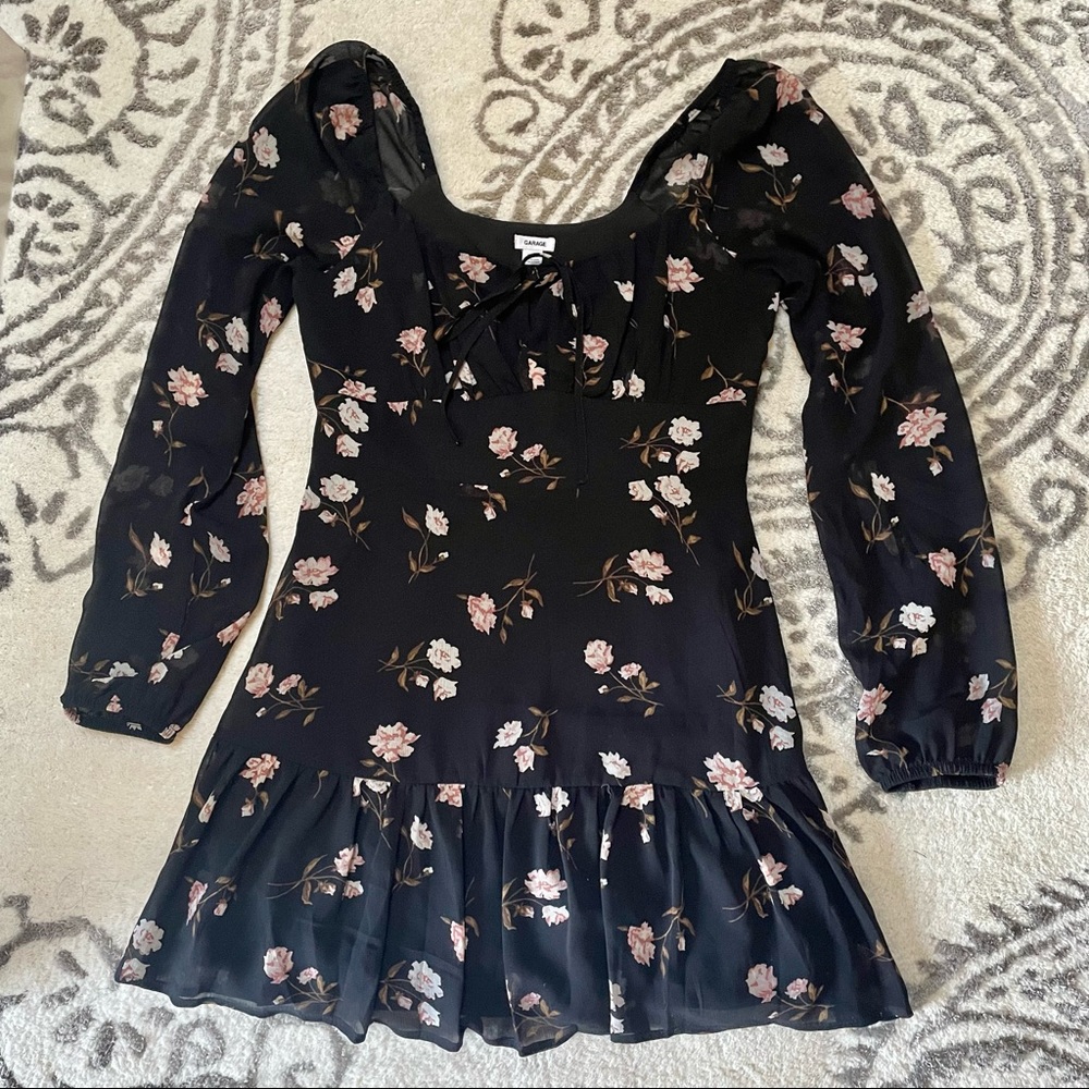 Garage Long Sleeve Dress Black Floral